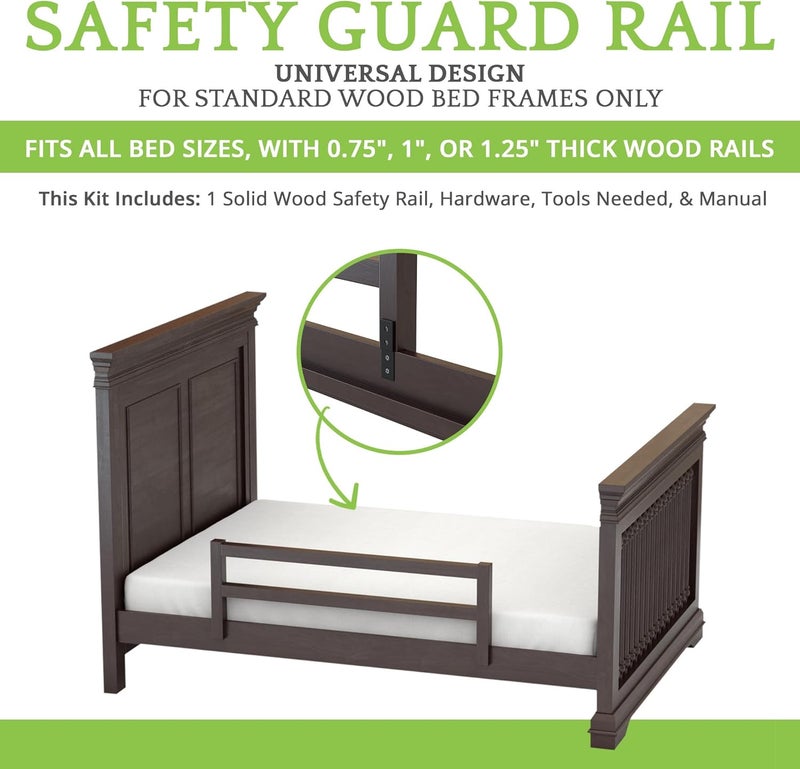 CC KITS Safety Guard Rail for Baby, Kids, and Children - Solid Wood Safety Bed Rail for Toddlers - Easy Installation - Premium Protection for Bunk, Twin, Full, Queen and King Size Beds - (Espresso) - Image 2